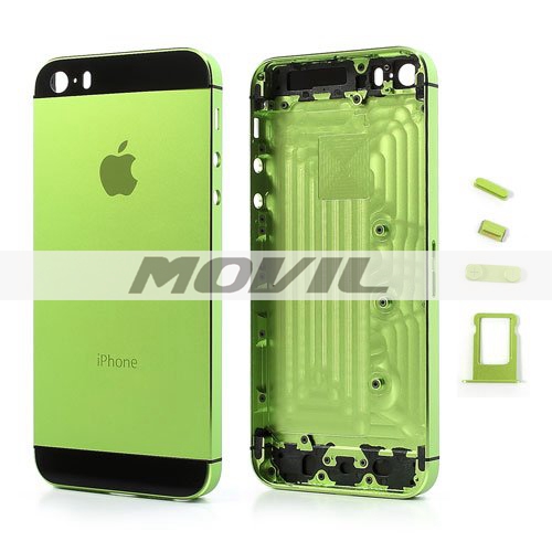 High Quality Full Housing Faceplates w Buttons SIM Card Tray for iPhone 5s - Black  Green